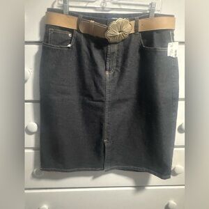 NWT LA Blues Brand Denim Pencil Skirt With Pockets Button Zipper Closure Size 14